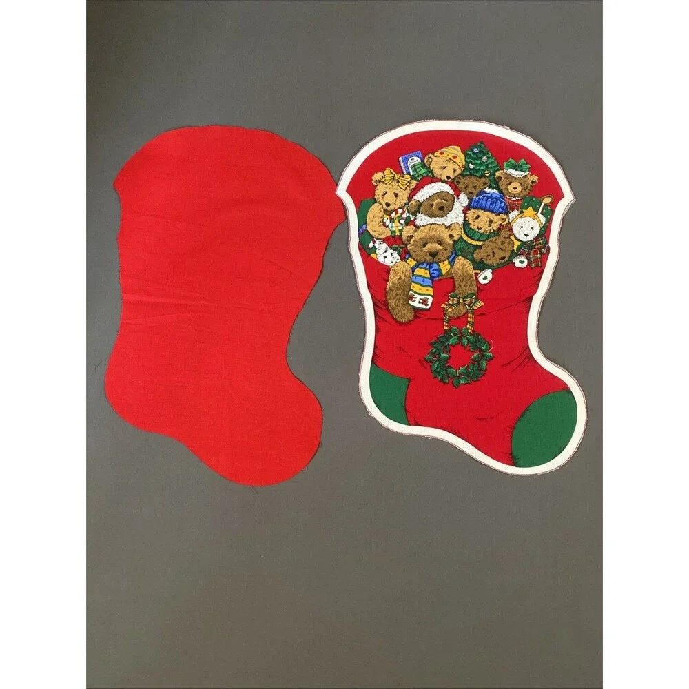 Vintage Christmas Stocking Sew Pattern Teddy Bears DIY Anthropomorphic 19
